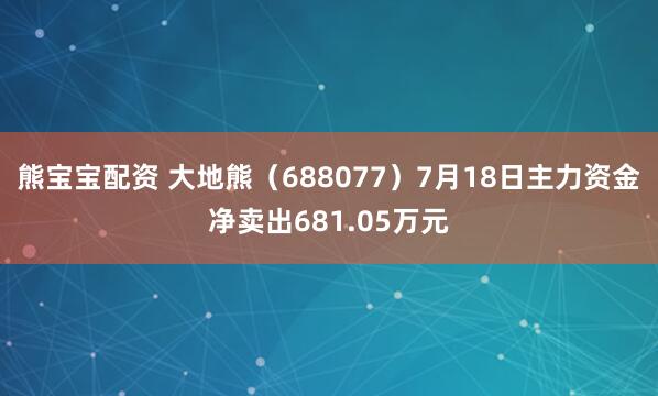 熊宝宝配资 大地熊（688077）7月18日主力资金净卖出681.05万元